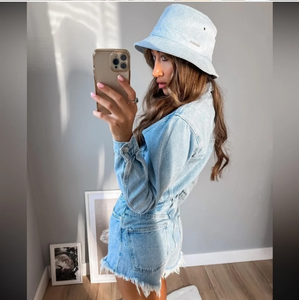 Zara cut out denim short blue wash jumpsuit